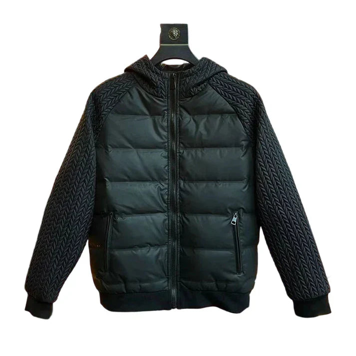 Cortavientos acolchado con capucha para hombre